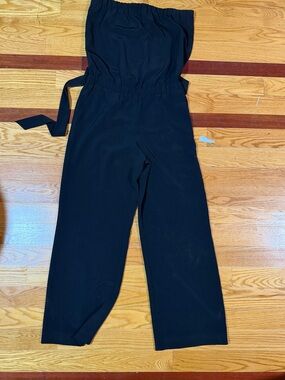 LOFT Black Strapless Jumpsuit with waist tie